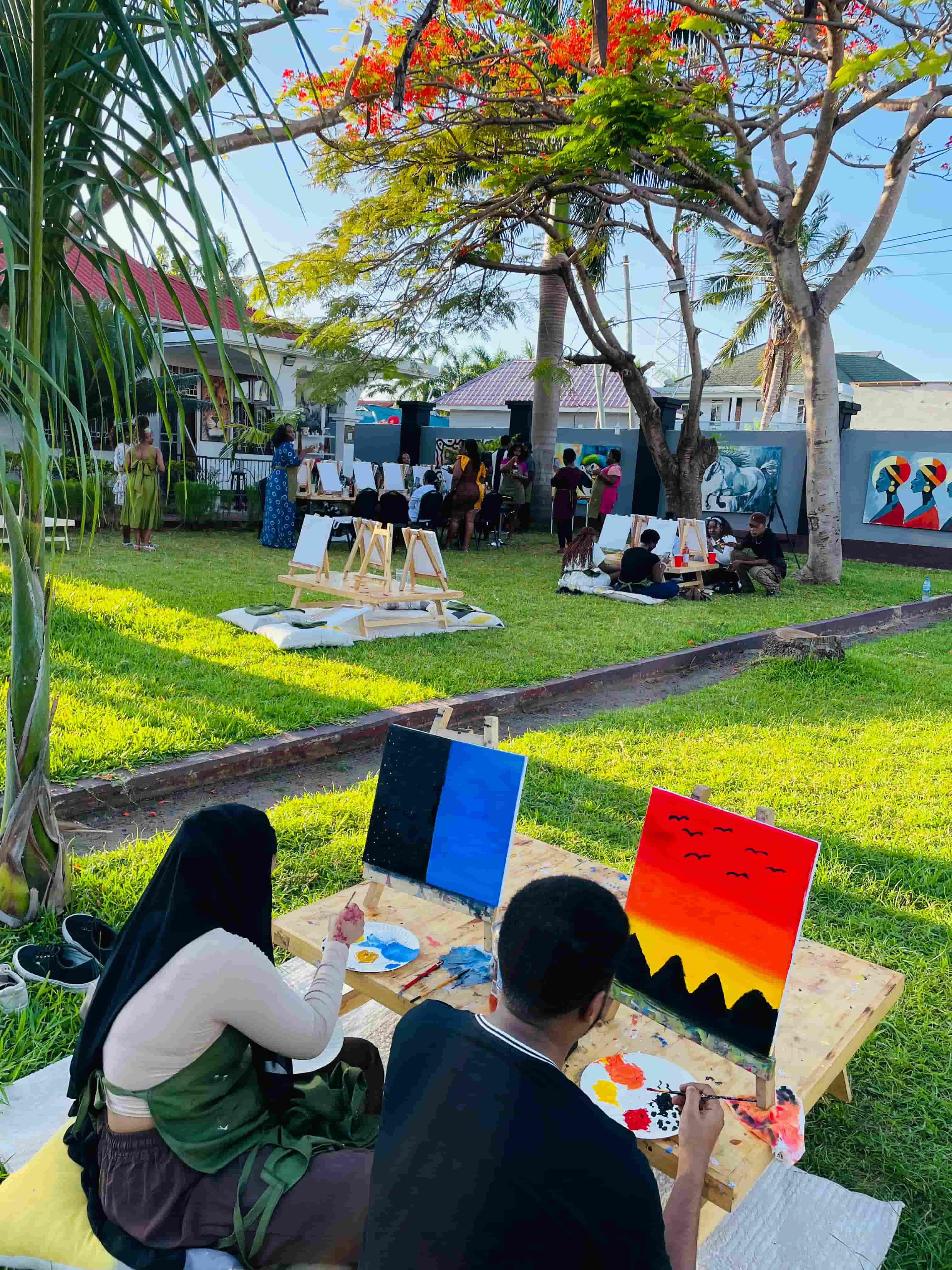 Nias Nyalada Art Studio Workshop Area - Tables set up for painting sessions